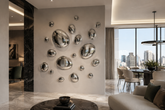 Composizione decorativa da parete 3D Drops Silver