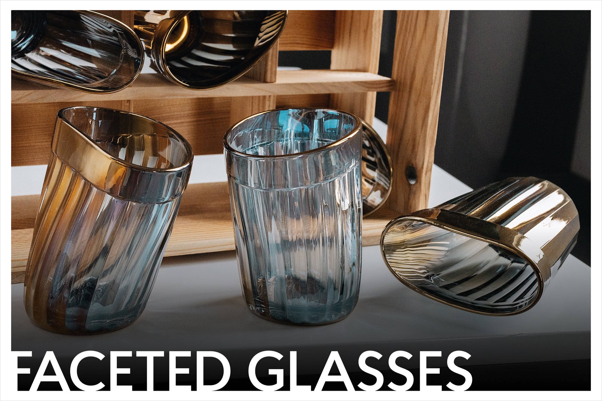 Set of 6 faceted glasses