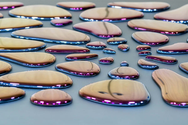 High-end 3D wall art - 55 Drops Mural with reflective mirror drops, perfect for contemporary interiors.