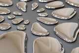 Luxury glass wall mural - 55 Drops Mural with silver mirror drops, adding elegance to any space.