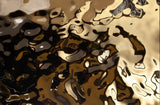 Aqua gold glass wall panel texture close-up