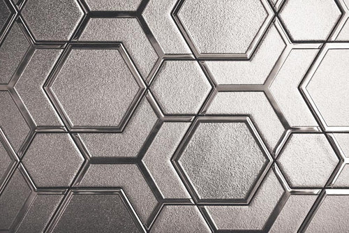Close up of geometric ornament glass wall panel