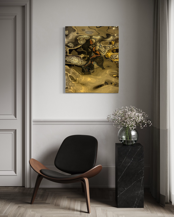 Aqua High Wave Wall Décor Gold
