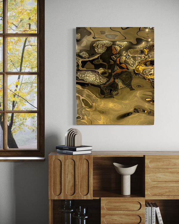 Aqua High Wave Wall Décor Gold