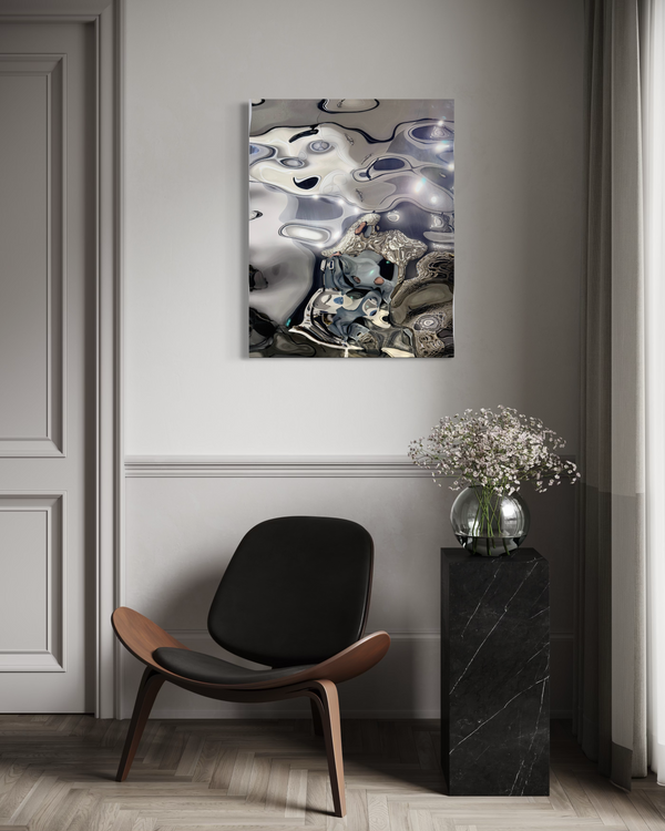 Aqua High Wave Wall Décor Silver