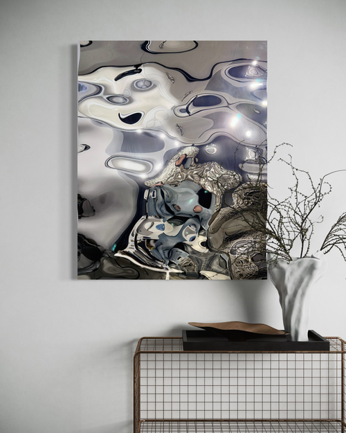 Aqua High Wave Wall Décor Silver