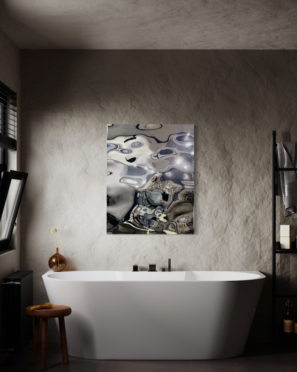 Aqua High Wave Wall Décor Silver