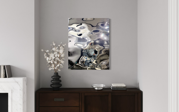Aqua High Wave Wall Décor Silver