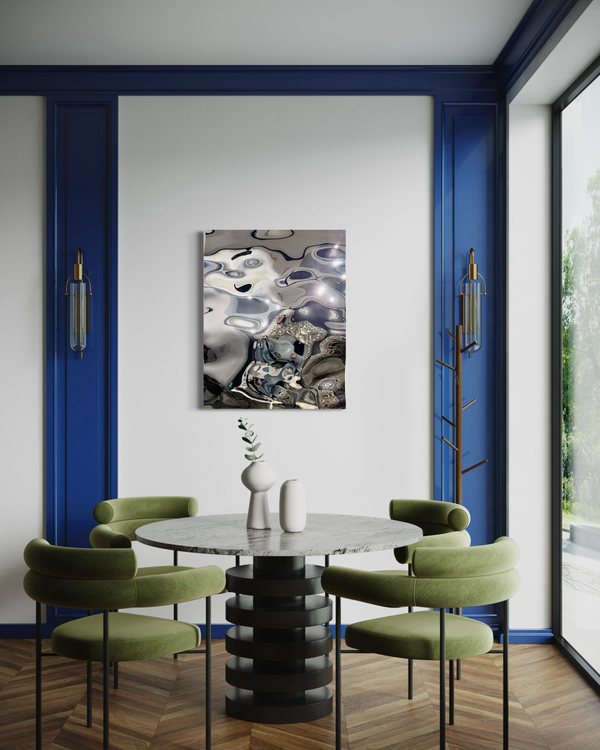Aqua High Wave Wall Décor Silver