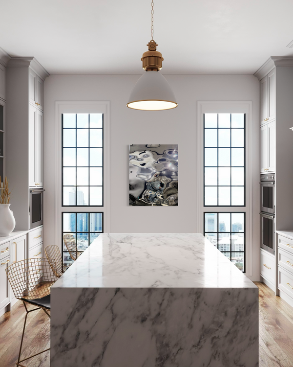 Aqua High Wave Wall Décor Silver