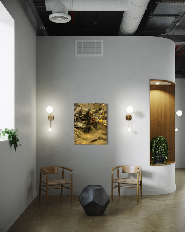 Aqua High Wave Wall Décor Gold
