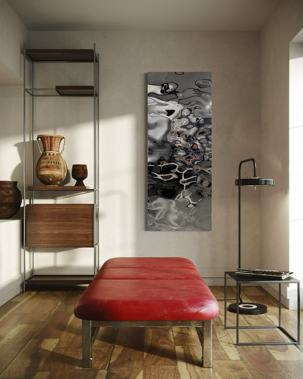 Aqua High Wave Wall Décor Silver Set of Two
