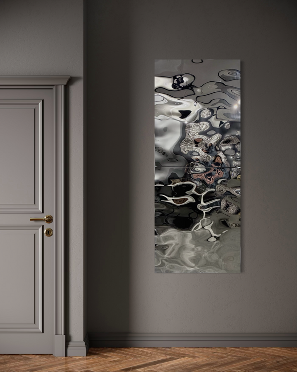 Aqua High Wave Wall Décor Silver Set of Two