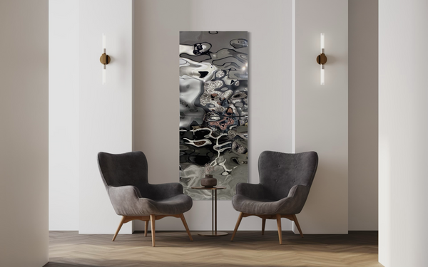 Aqua High Wave Wall Décor Silver Set of Two