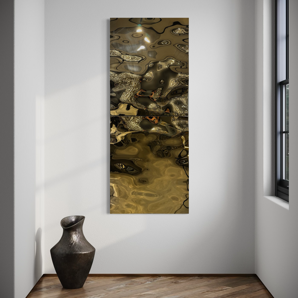 Aqua High Wave Wall Décor Gold Set of Two