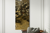 Aqua High Wave Wall Décor Gold Set of Two