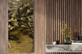 Aqua High Wave Wall Décor Gold Set of Two