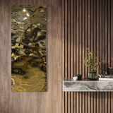 Aqua High Wave Wall Décor Gold Set of Two
