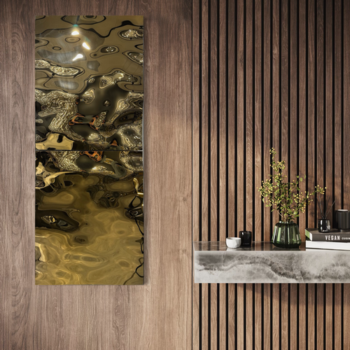 Aqua High Wave Wall Décor Gold Set of Two