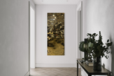 Aqua High Wave Wall Décor Gold Set of Two