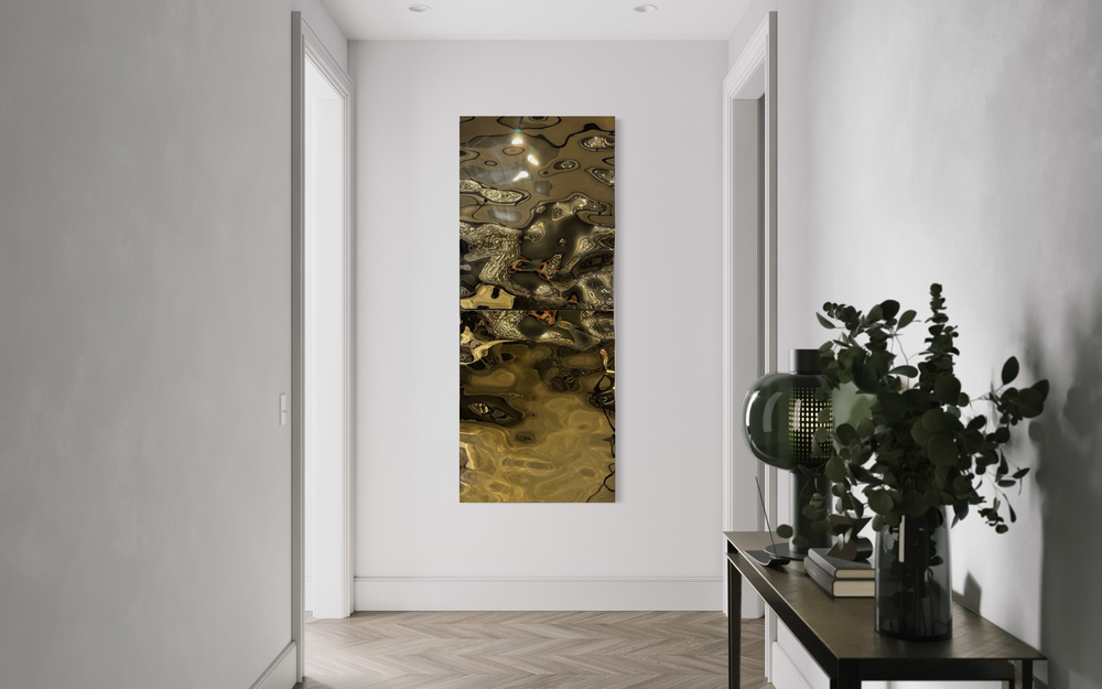 Aqua High Wave Wall Décor Gold Set of Two