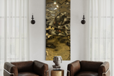 Aqua High Wave Wall Décor Gold Set of Two