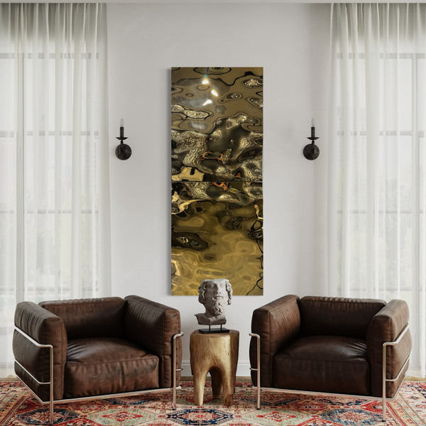 Aqua High Wave Wall Décor Gold Set of Two