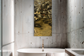 Aqua High Wave Wall Décor Gold Set of Two