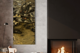 Aqua High Wave Wall Décor Gold Set of Two