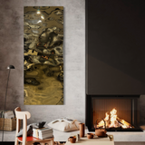Aqua High Wave Wall Décor Gold Set of Two