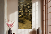Aqua High Wave Wall Décor Gold Set of Two
