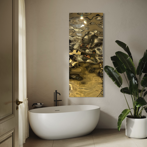Aqua High Wave Wall Décor Gold Set of Two