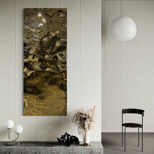 Aqua High Wave Wall Décor Gold Set of Two
