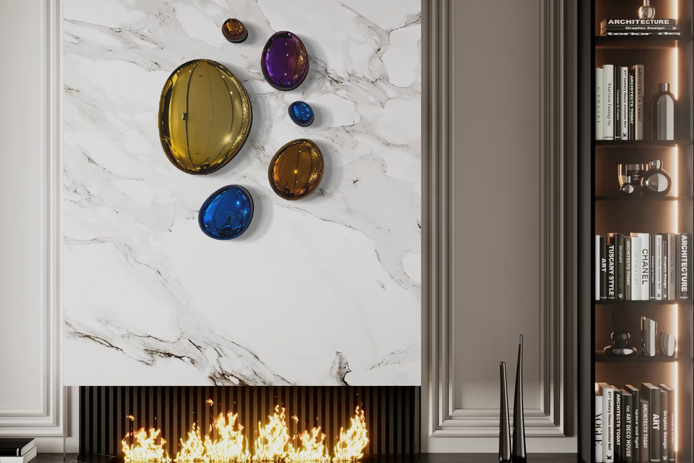 Composizione decorativa da parete 3D Drops Silver