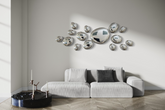 Composizione decorativa da parete 3D Drops Silver