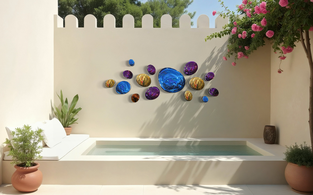 Composizione decorativa da parete 3D Drops Silver