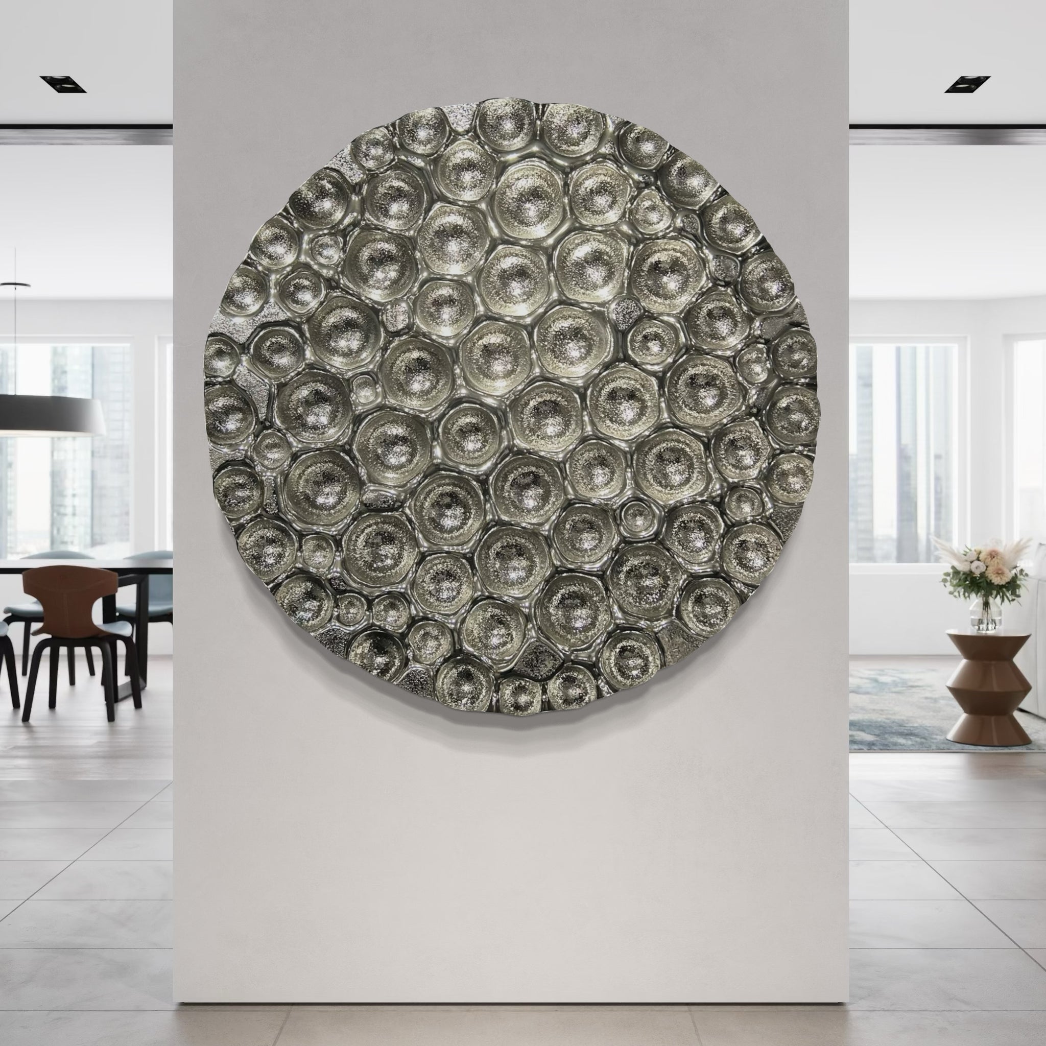 Bubbles Reverse Silver Wall Sculpture