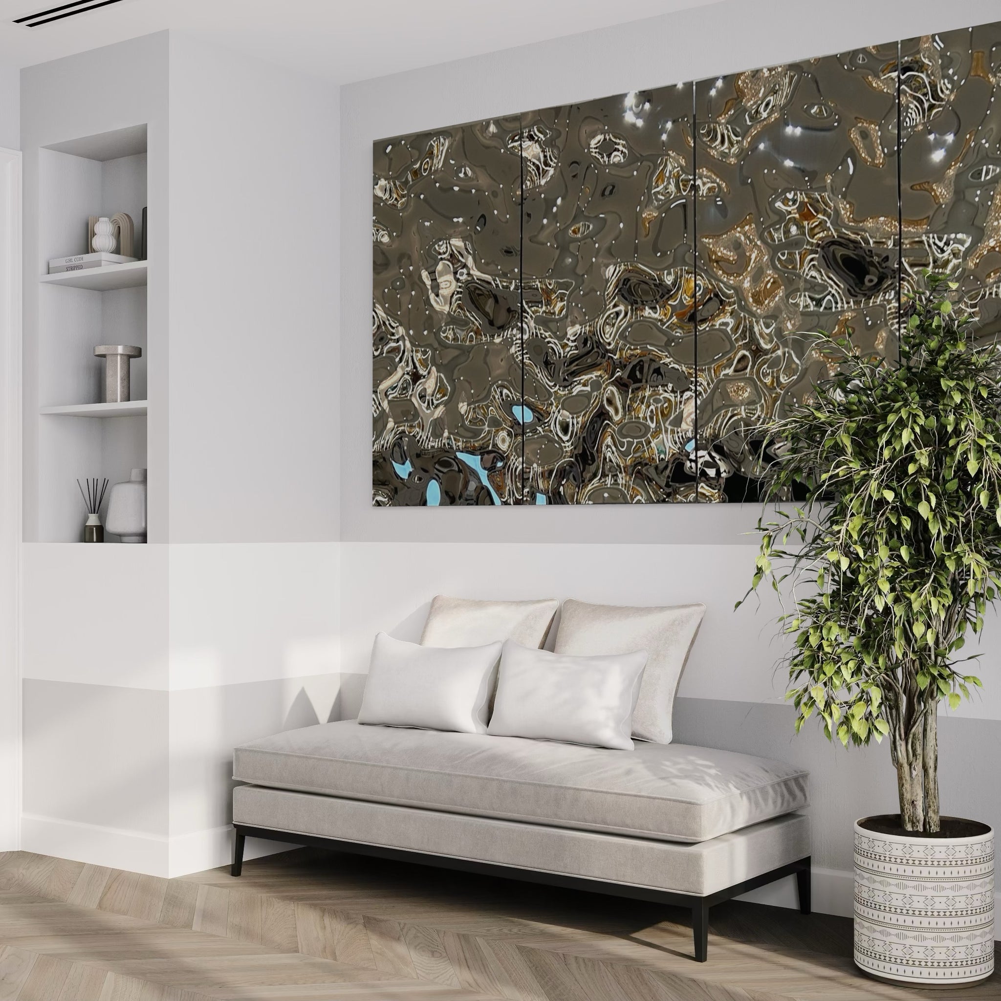 Aqua High Wave Wall Décor Horizontal