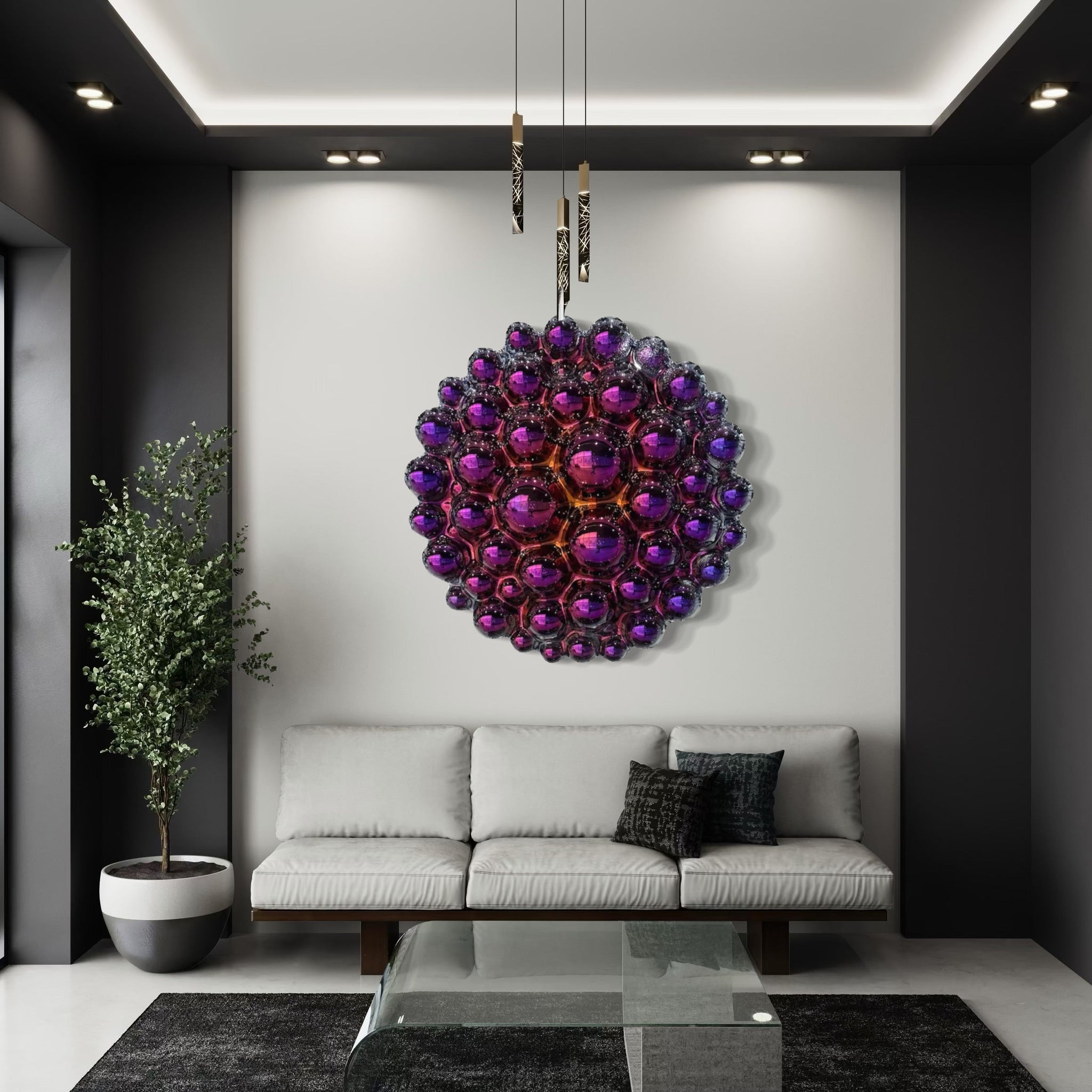 Bubbles Purple Wall Sculpture