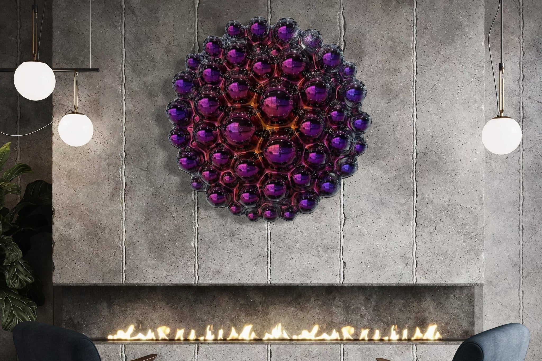 Bubbles Purple Wall Sculpture