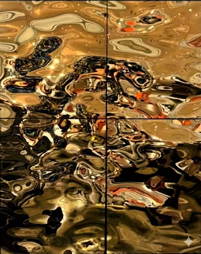 Aqua High Wave Wall Décor Gold