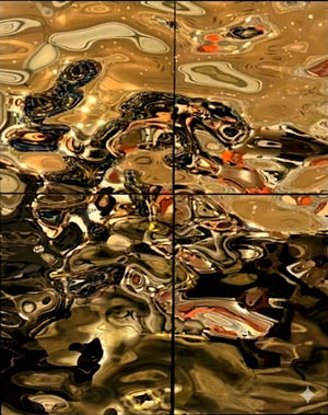 Aqua High Wave Wall Décor Gold