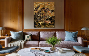 Aqua High Wave Wall Décor Gold