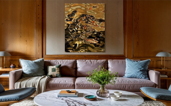 Aqua High Wave Wall Décor Gold