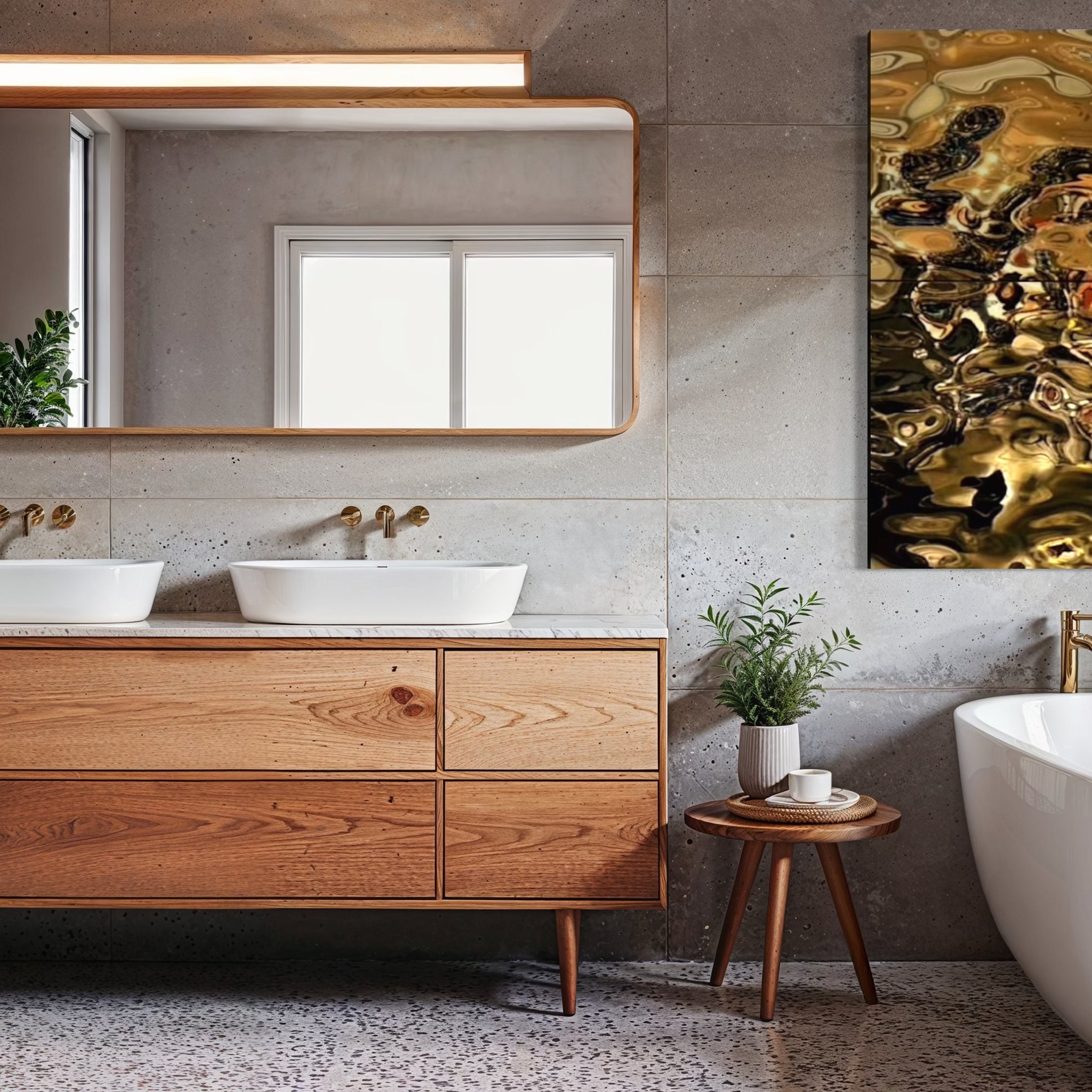 Aqua High Wave Wall Décor Gold