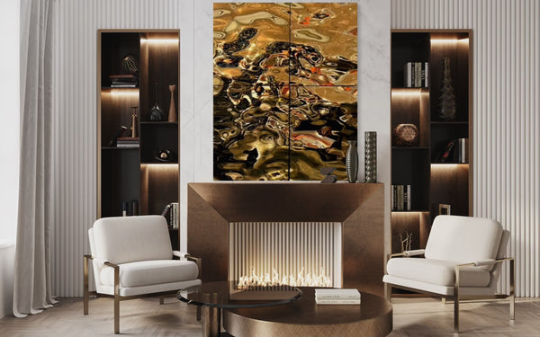 Aqua High Wave Wall Décor Gold