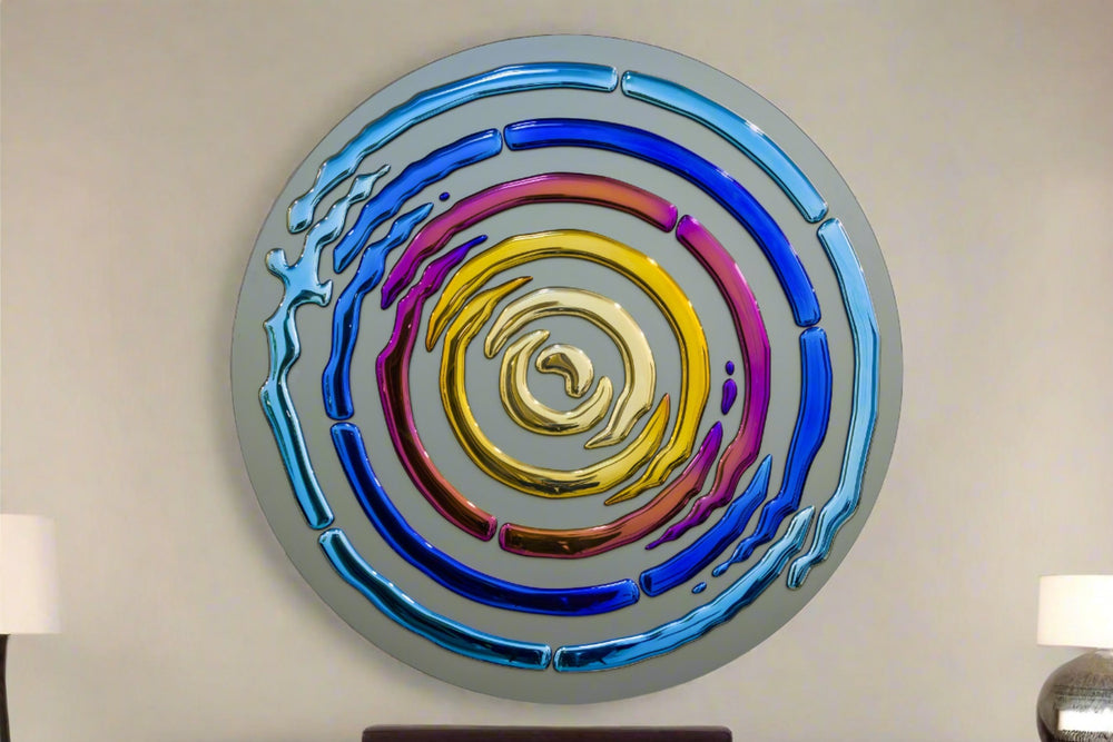 Luxurious alternative interference wall mural featuring glass elements in a circular pattern.