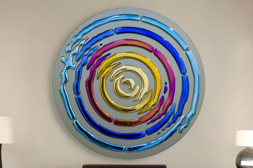 Luxurious alternative interference wall mural featuring glass elements in a circular pattern.