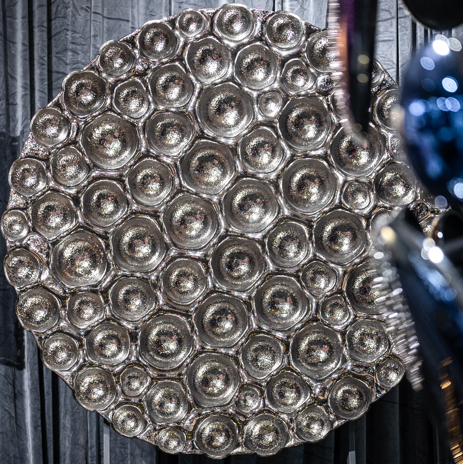 Bubble Reverse mirror wall sculpture with organic, reflective bubble formations for modern luxury interiors