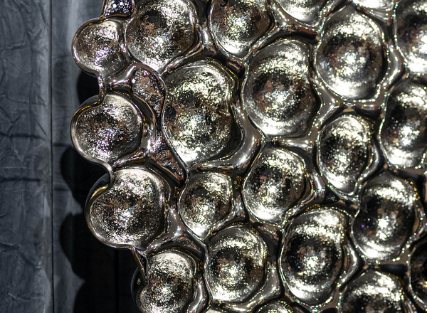 Bubble Reverse mirror wall sculpture with organic, reflective bubble formations for modern luxury interiors